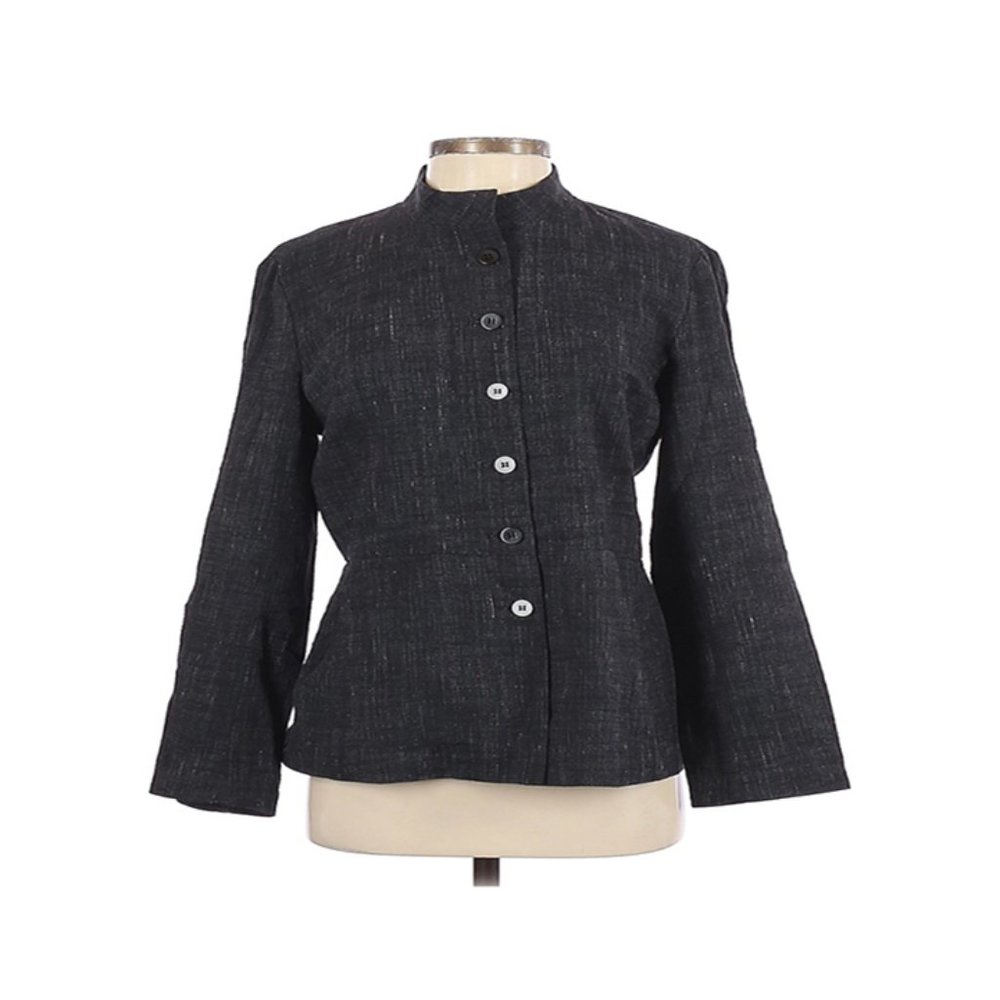 Eileen Fisher gray linen-blend jacket